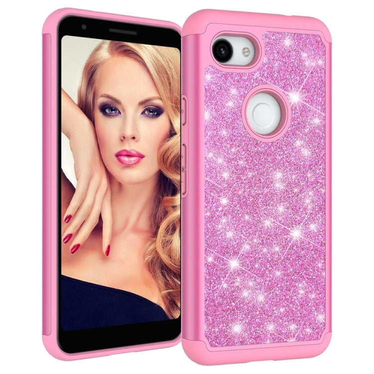 Glitter Powder Contrast Skin Shockproof Silicone + PC Protective Case for Google Pixel 3A
