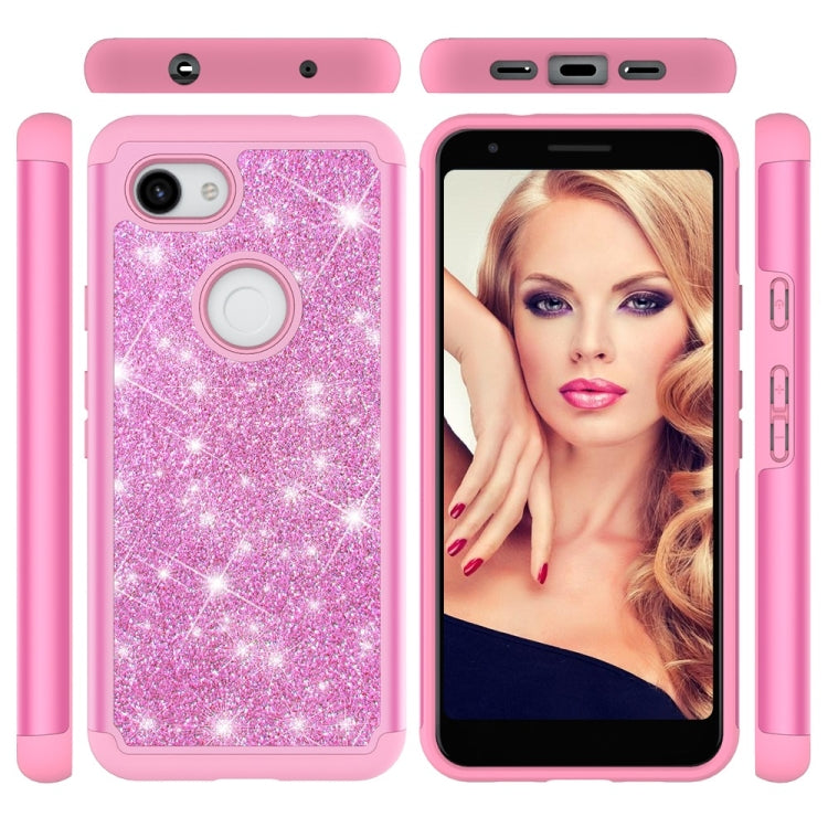 Glitter Powder Contrast Skin Shockproof Silicone + PC Protective Case for Google Pixel 3A