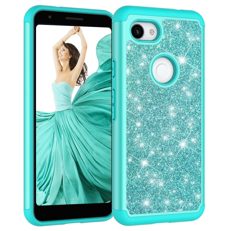 Glitter Powder Contrast Skin Shockproof Silicone + PC Protective Case for Google Pixel 3A