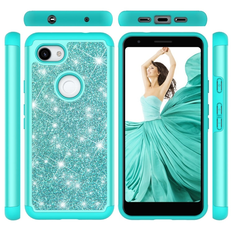 Glitter Powder Contrast Skin Shockproof Silicone + PC Protective Case for Google Pixel 3A
