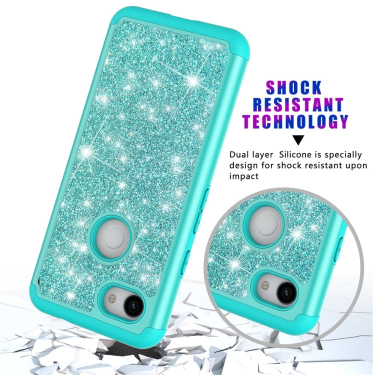 Glitter Powder Contrast Skin Shockproof Silicone + PC Protective Case for Google Pixel 3A