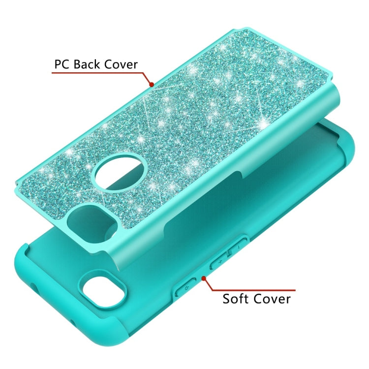 Glitter Powder Contrast Skin Shockproof Silicone + PC Protective Case for Google Pixel 3A