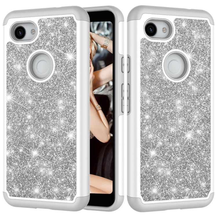 Glitter Powder Contrast Skin Shockproof Silicone + PC Protective Case for Google Pixel 3A