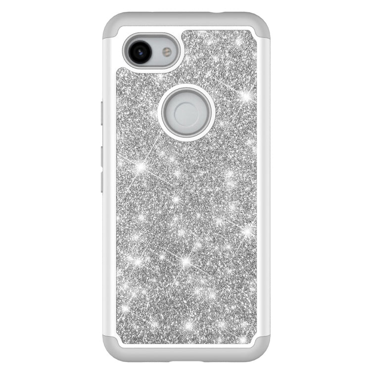 Glitter Powder Contrast Skin Shockproof Silicone + PC Protective Case for Google Pixel 3A