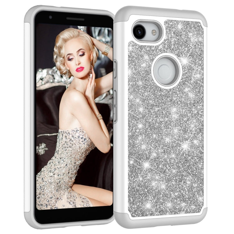Glitter Powder Contrast Skin Shockproof Silicone + PC Protective Case for Google Pixel 3A