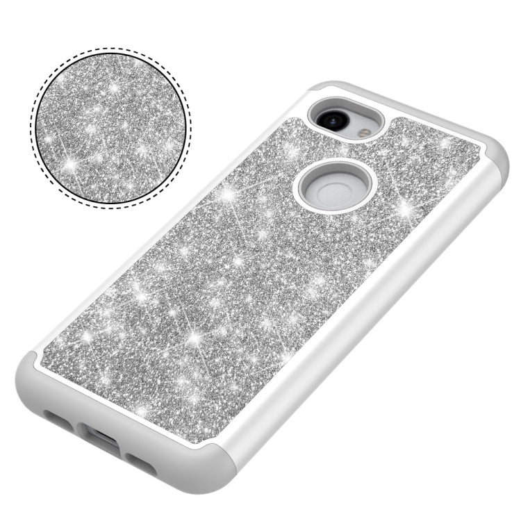 Glitter Powder Contrast Skin Shockproof Silicone + PC Protective Case for Google Pixel 3A