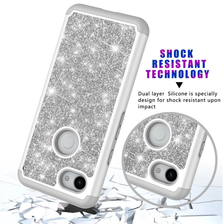Glitter Powder Contrast Skin Shockproof Silicone + PC Protective Case for Google Pixel 3A