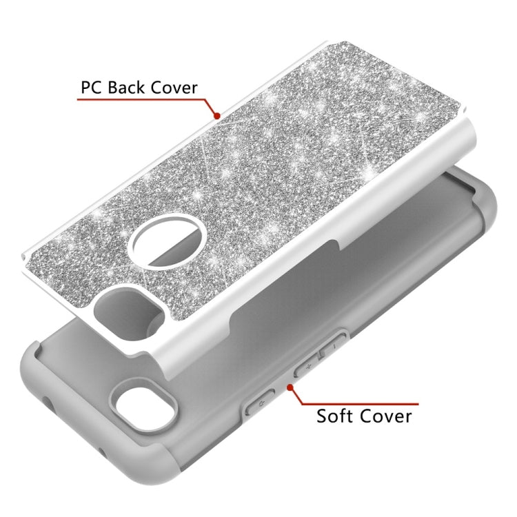Glitter Powder Contrast Skin Shockproof Silicone + PC Protective Case for Google Pixel 3A