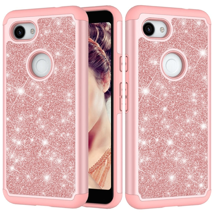 Glitter Powder Contrast Skin Shockproof Silicone + PC Protective Case for Google Pixel 3A