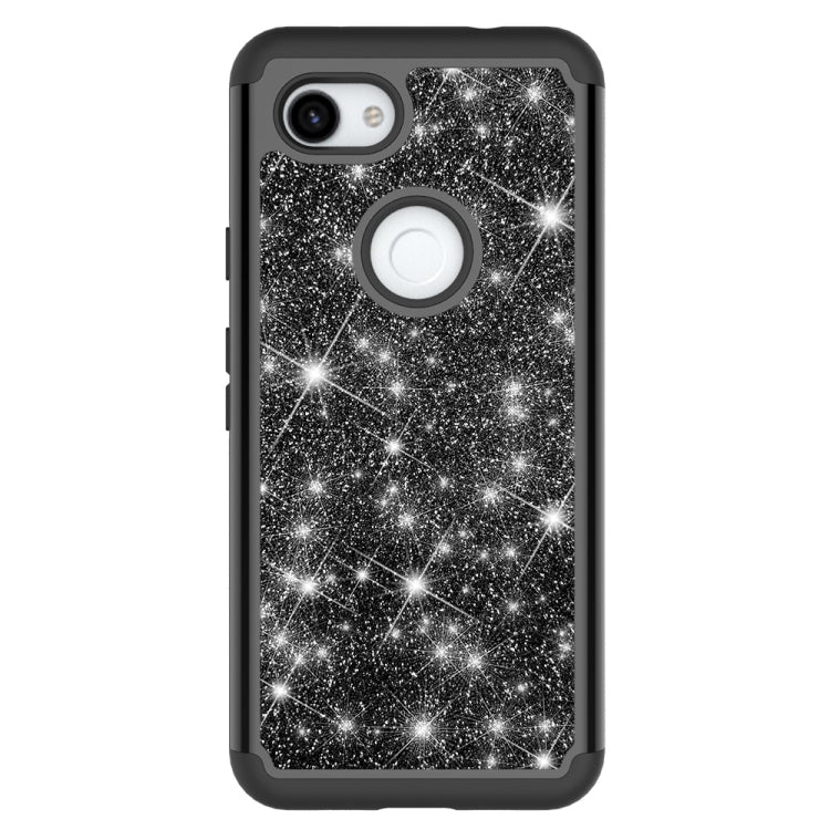 Glitter Powder Contrast Skin Shockproof Silicone + PC Protective Case for Google Pixel 3A XL