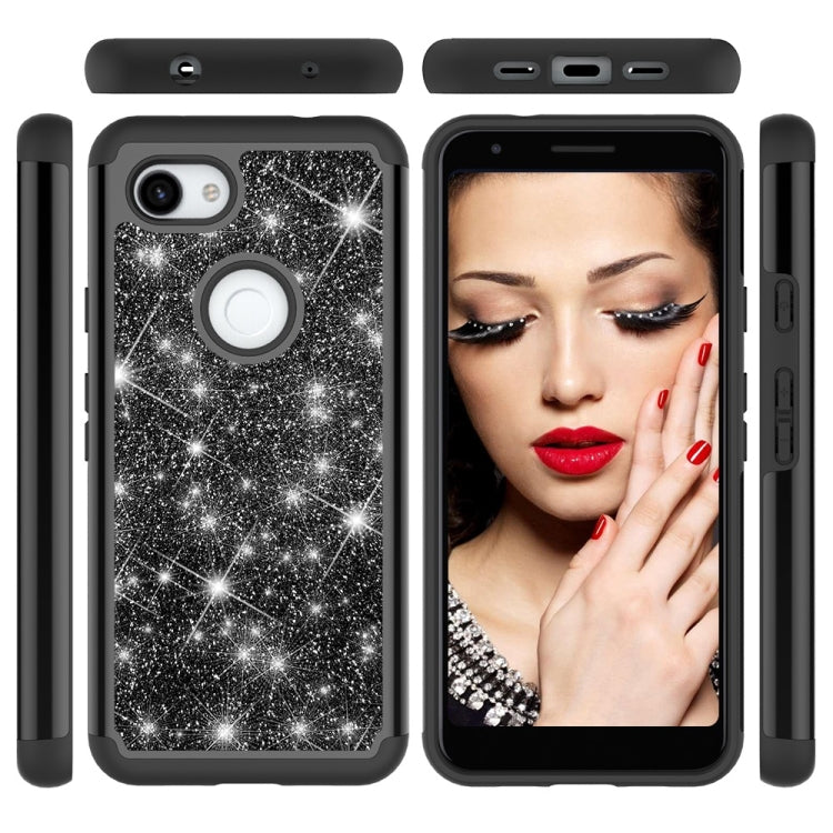 Glitter Powder Contrast Skin Shockproof Silicone + PC Protective Case for Google Pixel 3A XL