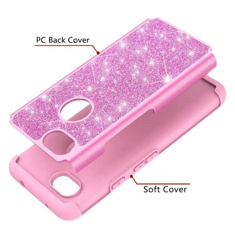 Glitter Powder Contrast Skin Shockproof Silicone + PC Protective Case for Google Pixel 3A XL