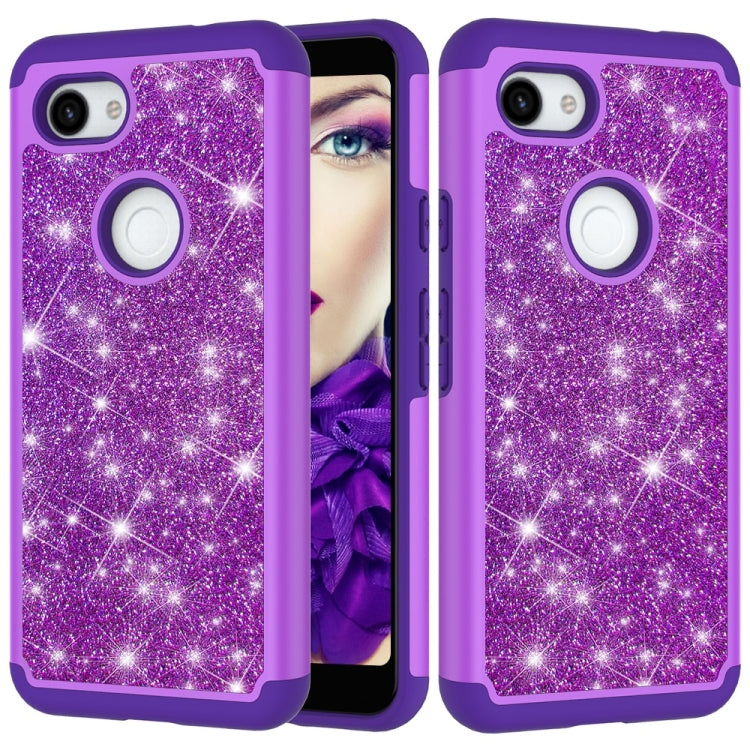 Glitter Powder Contrast Skin Shockproof Silicone + PC Protective Case for Google Pixel 3A XL
