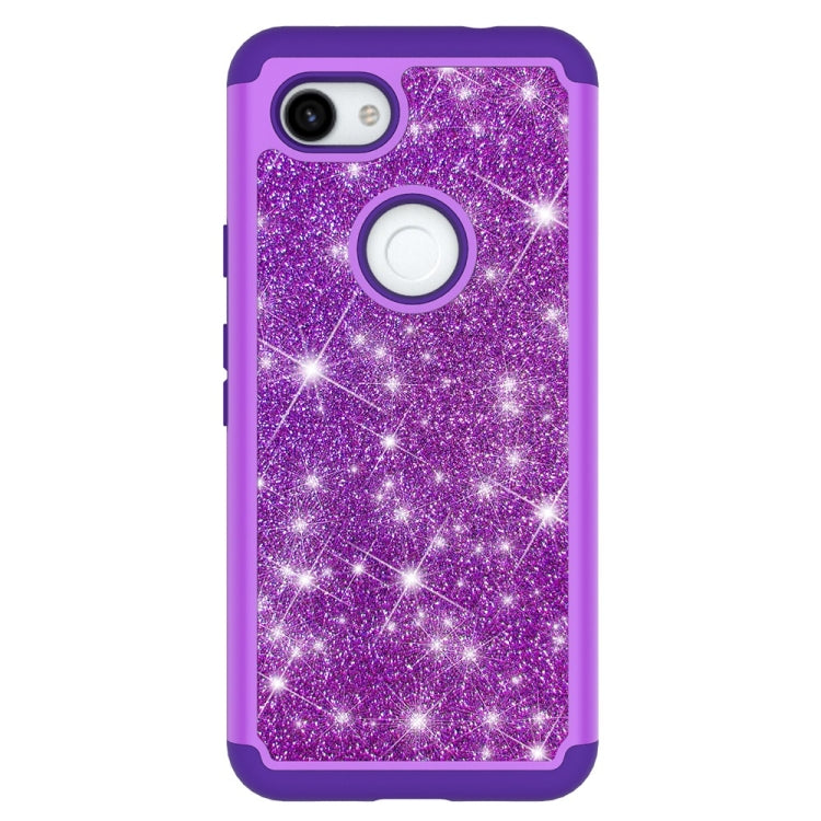 Glitter Powder Contrast Skin Shockproof Silicone + PC Protective Case for Google Pixel 3A XL