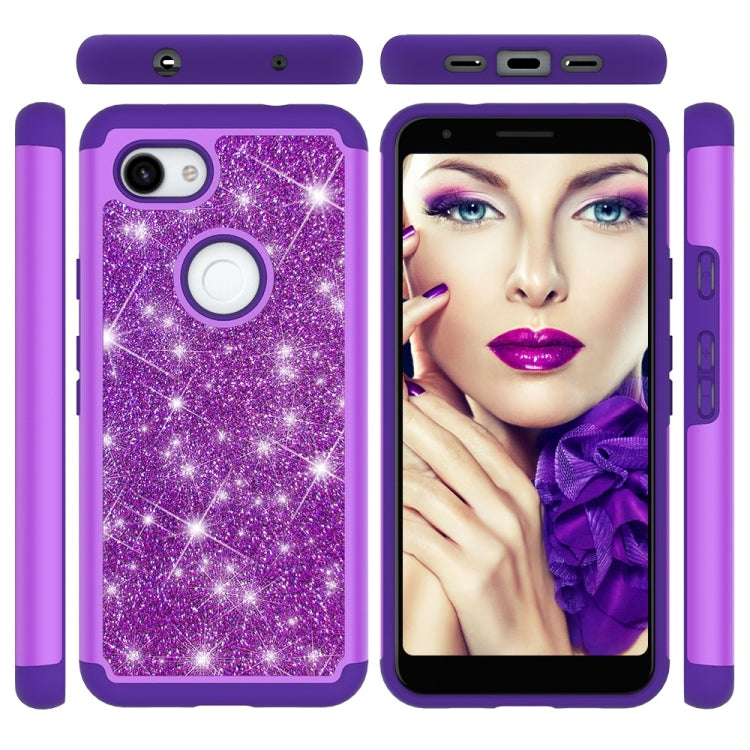 Glitter Powder Contrast Skin Shockproof Silicone + PC Protective Case for Google Pixel 3A XL