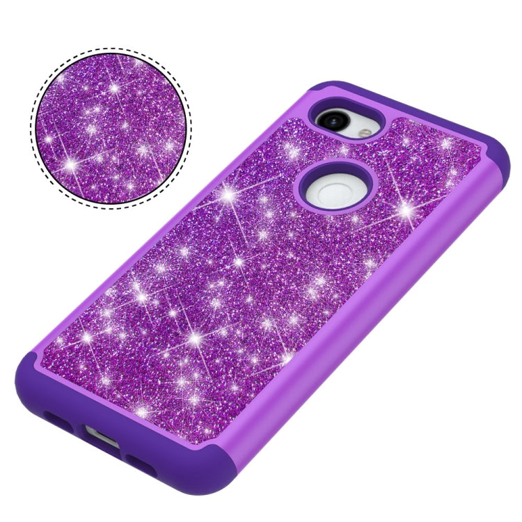 Glitter Powder Contrast Skin Shockproof Silicone + PC Protective Case for Google Pixel 3A XL