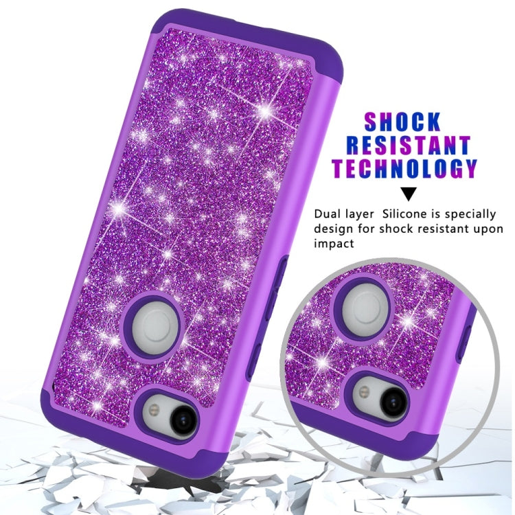 Glitter Powder Contrast Skin Shockproof Silicone + PC Protective Case for Google Pixel 3A XL