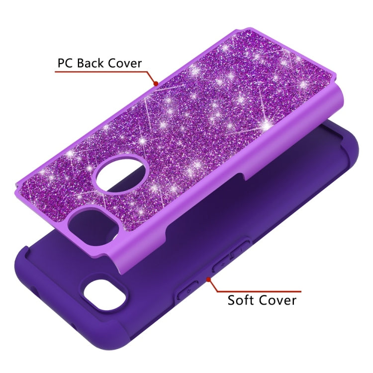 Glitter Powder Contrast Skin Shockproof Silicone + PC Protective Case for Google Pixel 3A XL