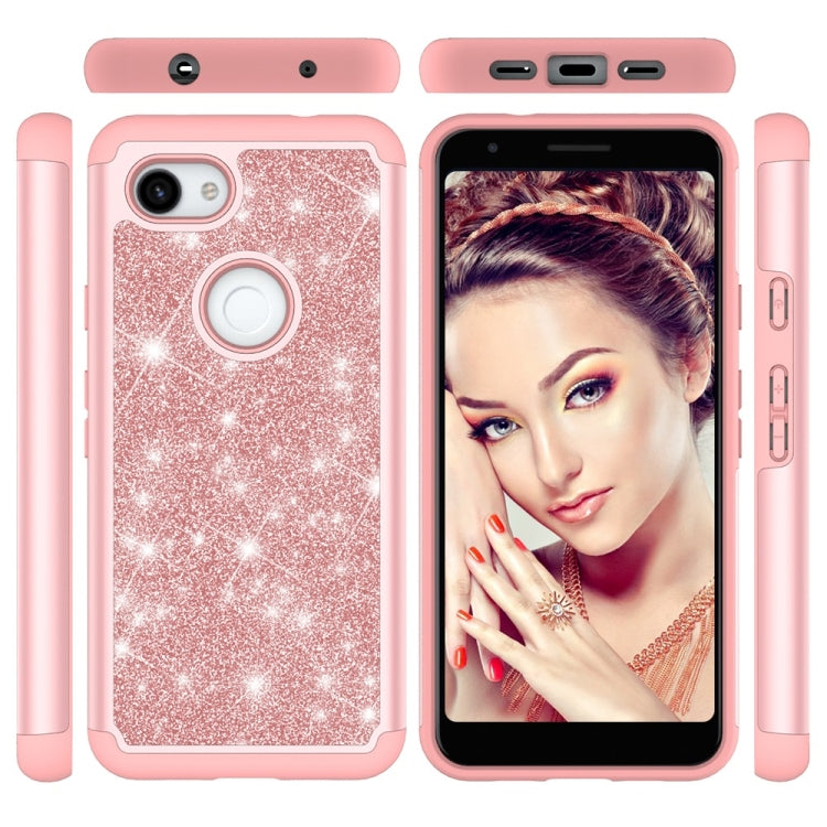 Glitter Powder Contrast Skin Shockproof Silicone + PC Protective Case for Google Pixel 3A XL