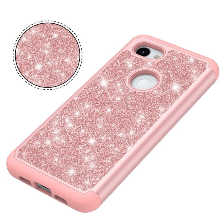 Glitter Powder Contrast Skin Shockproof Silicone + PC Protective Case for Google Pixel 3A XL
