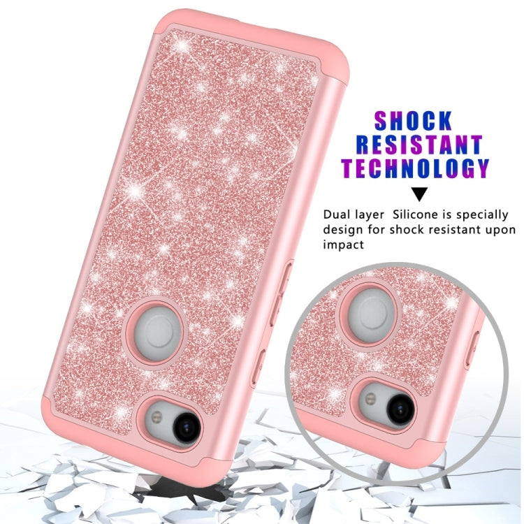 Glitter Powder Contrast Skin Shockproof Silicone + PC Protective Case for Google Pixel 3A XL