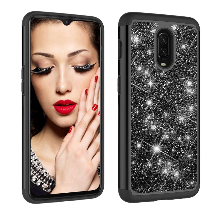 Glitter Powder Contrast Skin Shockproof Silicone + PC Protective Case for OnePlus 6T
