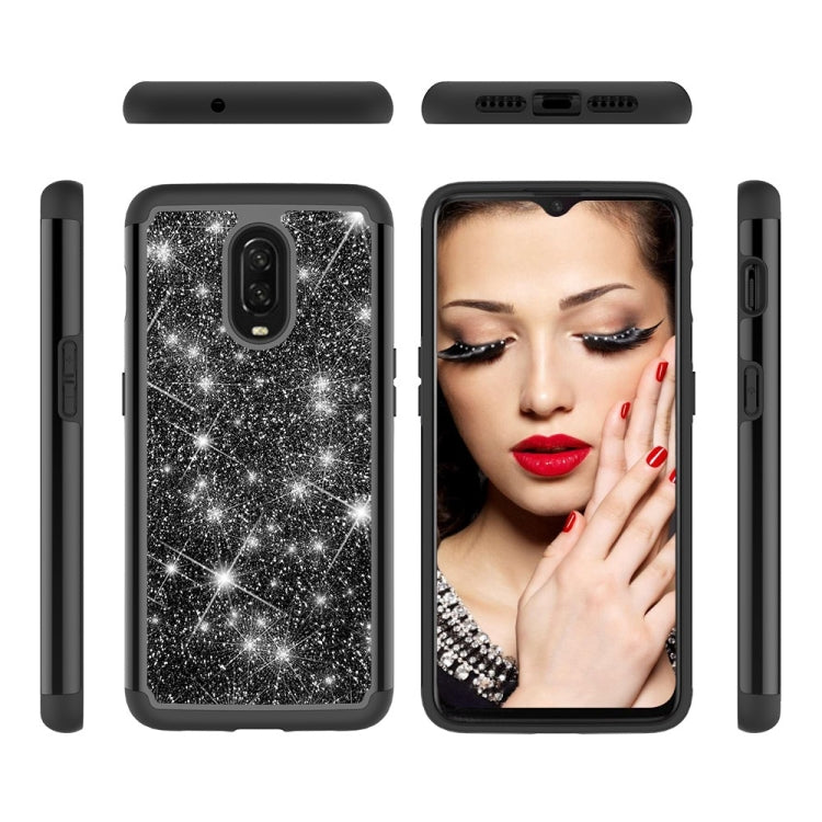 Glitter Powder Contrast Skin Shockproof Silicone + PC Protective Case for OnePlus 6T