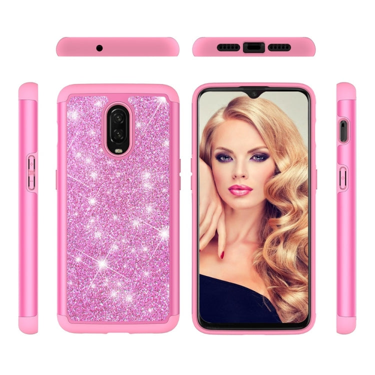 Glitter Powder Contrast Skin Shockproof Silicone + PC Protective Case for OnePlus 6T