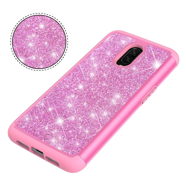 Glitter Powder Contrast Skin Shockproof Silicone + PC Protective Case for OnePlus 6T