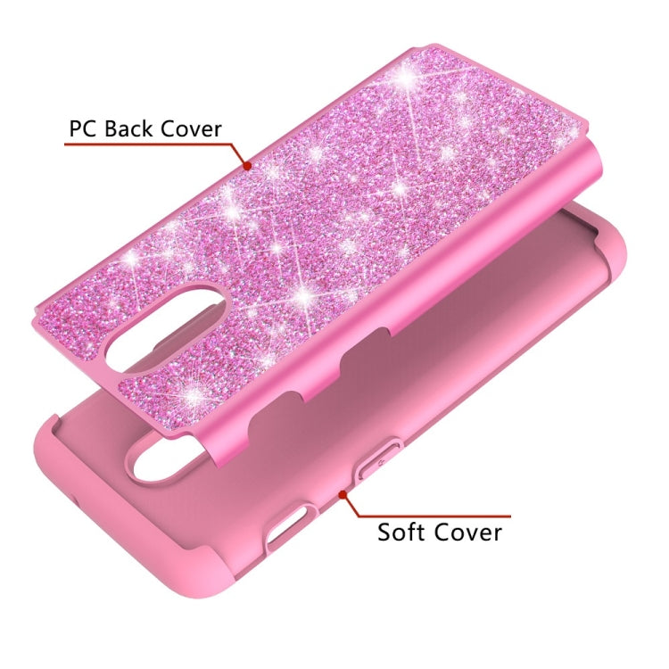 Glitter Powder Contrast Skin Shockproof Silicone + PC Protective Case for OnePlus 6T
