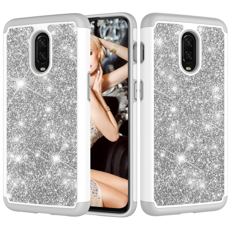 Glitter Powder Contrast Skin Shockproof Silicone + PC Protective Case for OnePlus 6T
