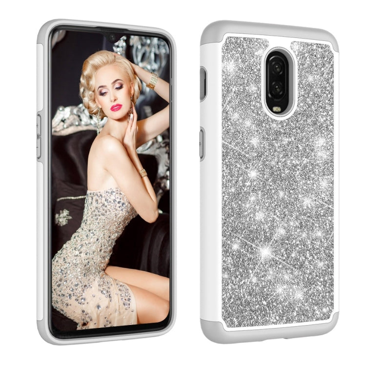 Glitter Powder Contrast Skin Shockproof Silicone + PC Protective Case for OnePlus 6T