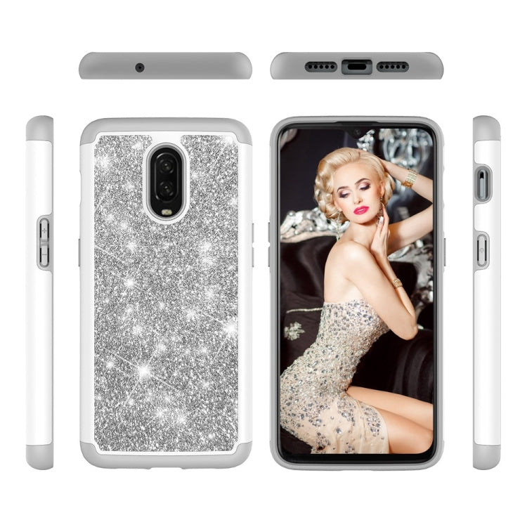 Glitter Powder Contrast Skin Shockproof Silicone + PC Protective Case for OnePlus 6T