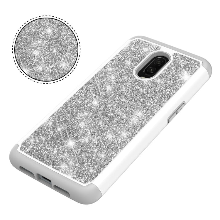 Glitter Powder Contrast Skin Shockproof Silicone + PC Protective Case for OnePlus 6T
