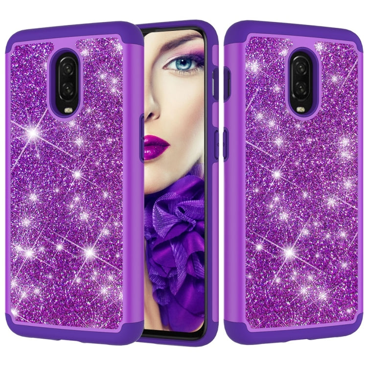 Glitter Powder Contrast Skin Shockproof Silicone + PC Protective Case for OnePlus 6T