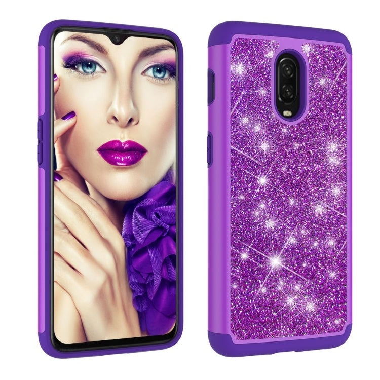 Glitter Powder Contrast Skin Shockproof Silicone + PC Protective Case for OnePlus 6T