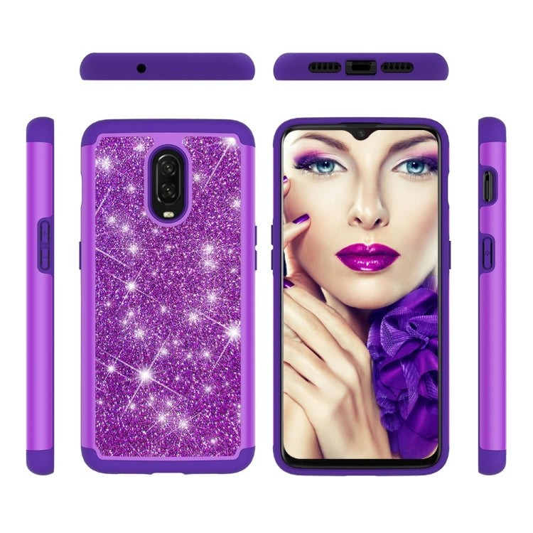 Glitter Powder Contrast Skin Shockproof Silicone + PC Protective Case for OnePlus 6T