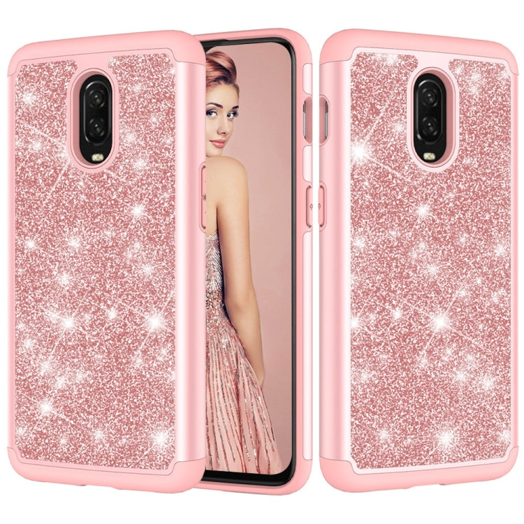 Glitter Powder Contrast Skin Shockproof Silicone + PC Protective Case for OnePlus 6T