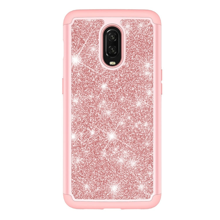 Glitter Powder Contrast Skin Shockproof Silicone + PC Protective Case for OnePlus 6T