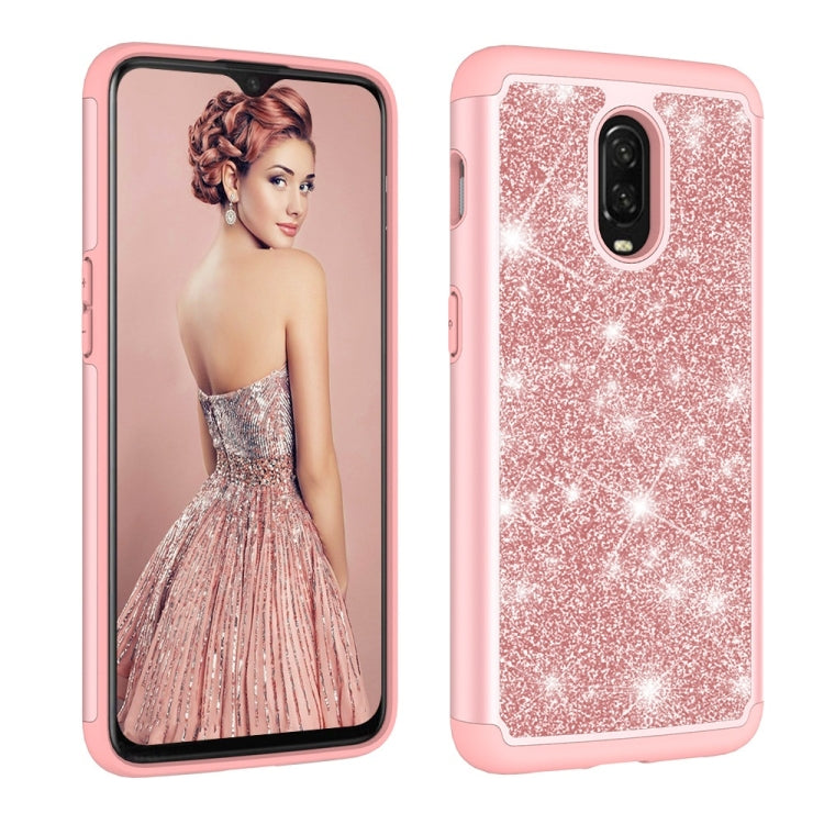 Glitter Powder Contrast Skin Shockproof Silicone + PC Protective Case for OnePlus 6T