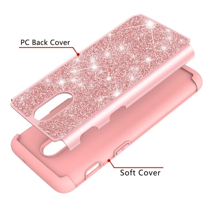 Glitter Powder Contrast Skin Shockproof Silicone + PC Protective Case for OnePlus 6T