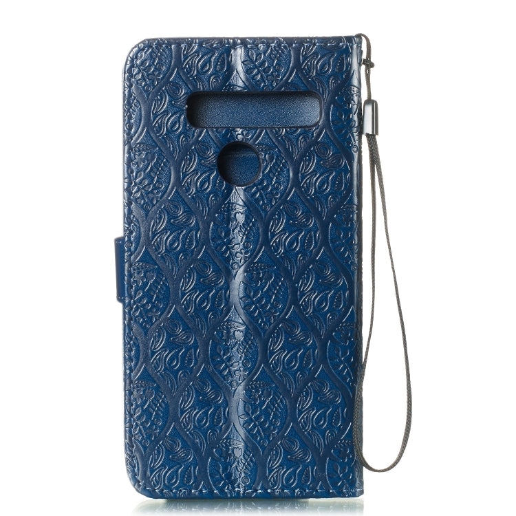 Pressed Printing Rattan Flower Pattern Horizontal Flip PU Leather Case for LG G8 ThinQ / G8S ThinQ, with Holder & Card Slots & Wallet & Photo Frame