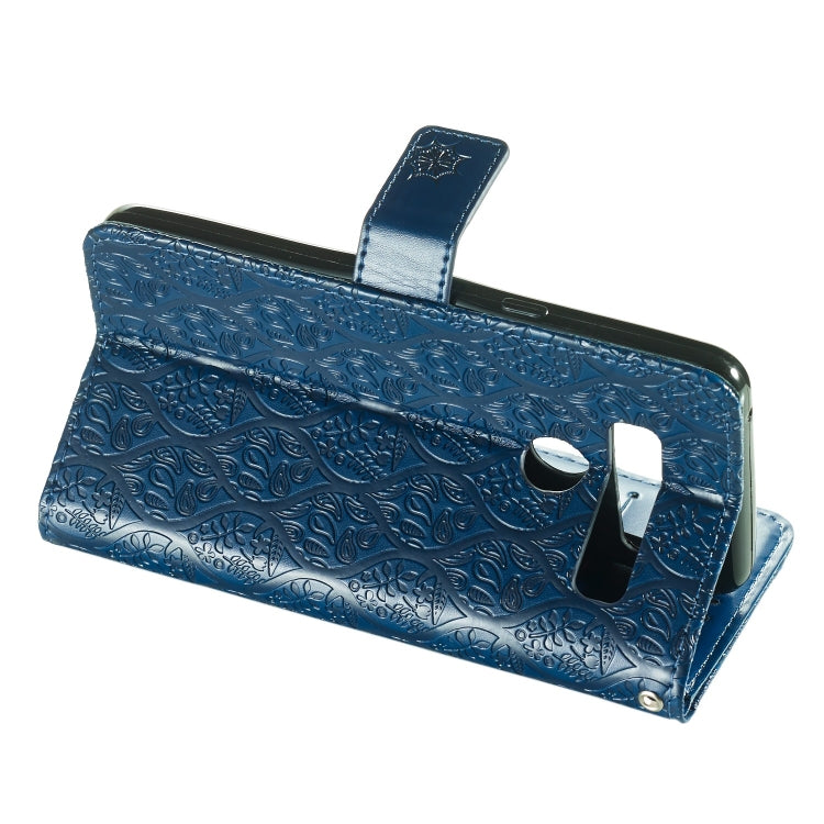 Pressed Printing Rattan Flower Pattern Horizontal Flip PU Leather Case for LG G8 ThinQ / G8S ThinQ, with Holder & Card Slots & Wallet & Photo Frame