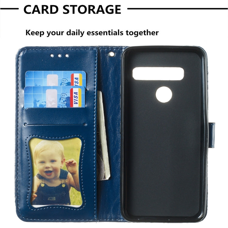 Pressed Printing Rattan Flower Pattern Horizontal Flip PU Leather Case for LG G8 ThinQ / G8S ThinQ, with Holder & Card Slots & Wallet & Photo Frame