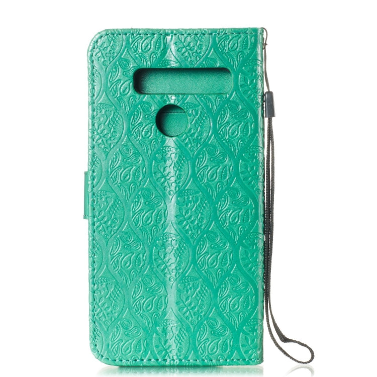 Pressed Printing Rattan Flower Pattern Horizontal Flip PU Leather Case for LG G8 ThinQ / G8S ThinQ, with Holder & Card Slots & Wallet & Photo Frame