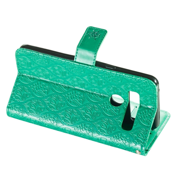 Pressed Printing Rattan Flower Pattern Horizontal Flip PU Leather Case for LG G8 ThinQ / G8S ThinQ, with Holder & Card Slots & Wallet & Photo Frame