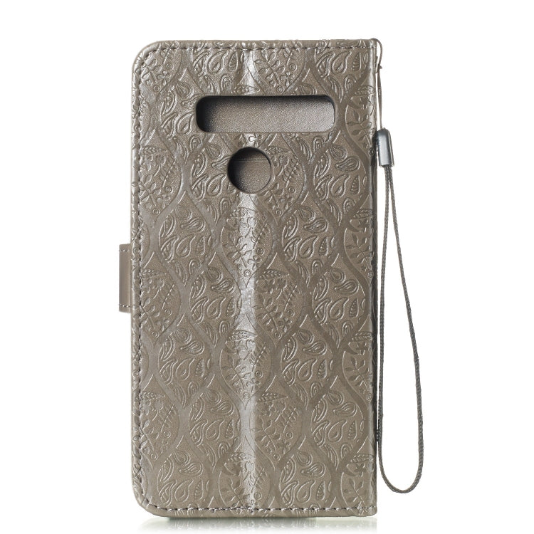 Pressed Printing Rattan Flower Pattern Horizontal Flip PU Leather Case for LG G8 ThinQ / G8S ThinQ, with Holder & Card Slots & Wallet & Photo Frame