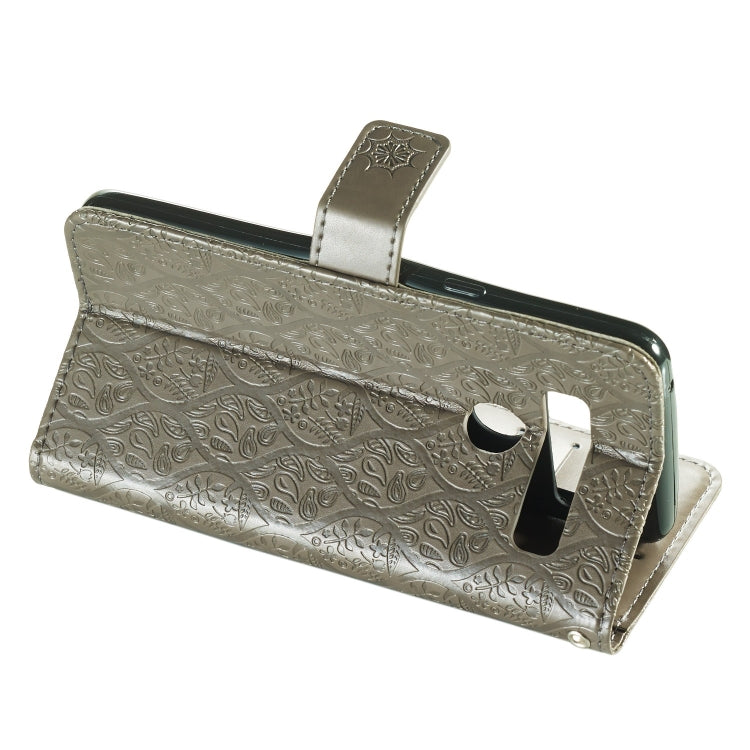 Pressed Printing Rattan Flower Pattern Horizontal Flip PU Leather Case for LG G8 ThinQ / G8S ThinQ, with Holder & Card Slots & Wallet & Photo Frame