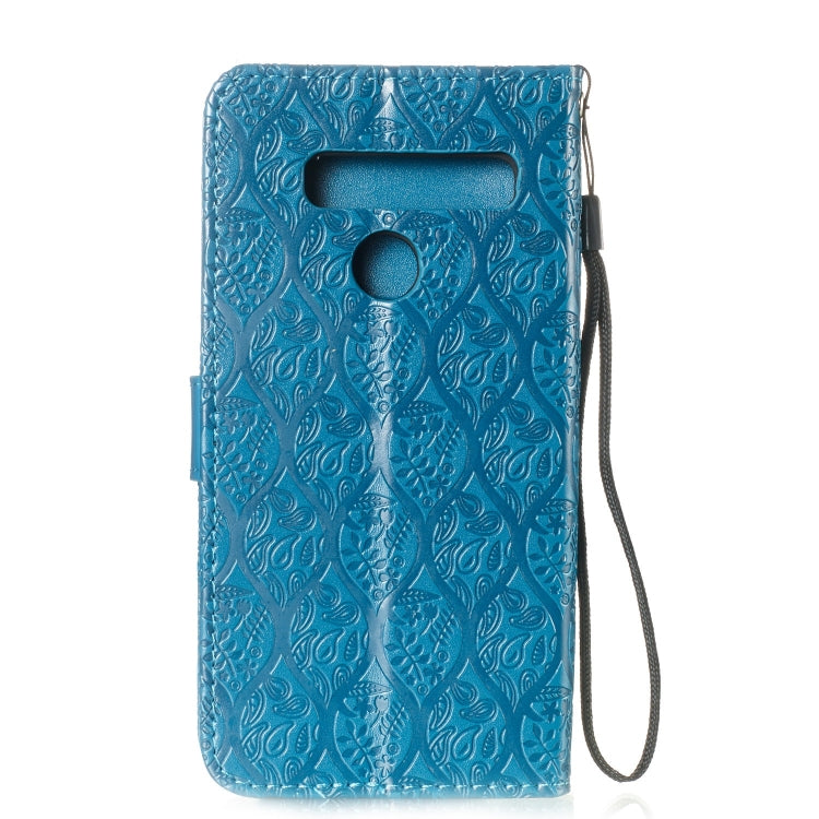 Pressed Printing Rattan Flower Pattern Horizontal Flip PU Leather Case for LG G8 ThinQ / G8S ThinQ, with Holder & Card Slots & Wallet & Photo Frame
