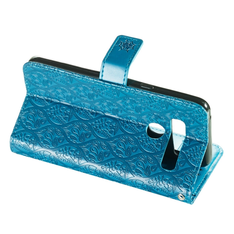 Pressed Printing Rattan Flower Pattern Horizontal Flip PU Leather Case for LG G8 ThinQ / G8S ThinQ, with Holder & Card Slots & Wallet & Photo Frame